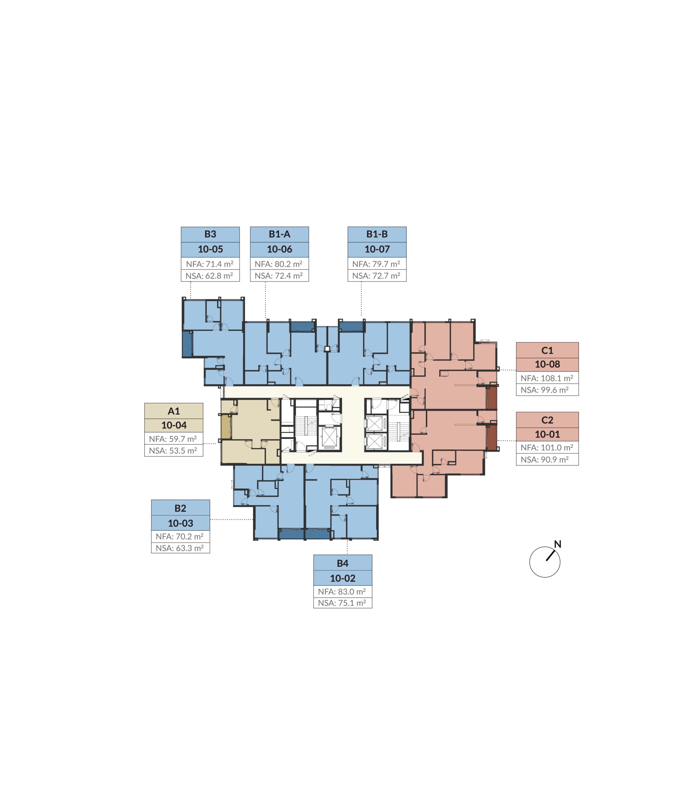 Unit Floor Plan Level 10 – 15: Residences